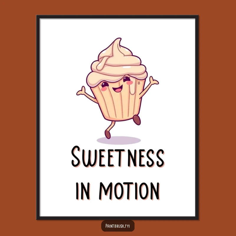 Whimsical Cupcake Cartwheel Digital Print - Funny Frosting Art for Instant Sweet Decor
