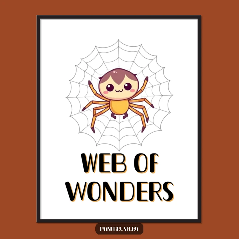 Funny Spider Web Weaver Digital Art: Focused Artisan Print, Hilarious Decor