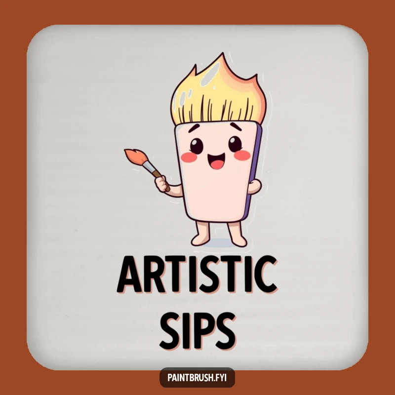 Funny Art Coaster - Paintbrush Face & Expression Drink Gift
