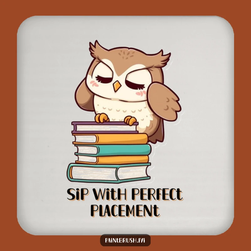 Funny Owl Drink Coaster: Meticulous Book Organizer Decor, Hilarious Table Protection