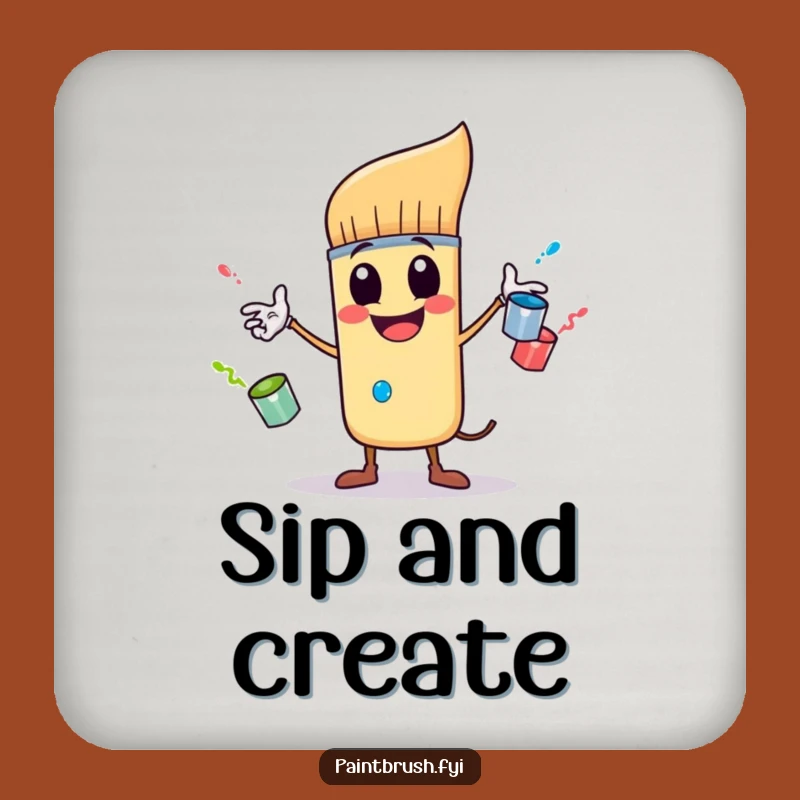 Funny Paintbrush Coaster Set: Protect Surfaces with Artistic Humor, Gift Idea