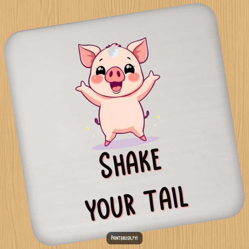 Funny Pig Drink Coaster featuring a cheerful pig dancing with disco ball reflections, adding a fun vibe.