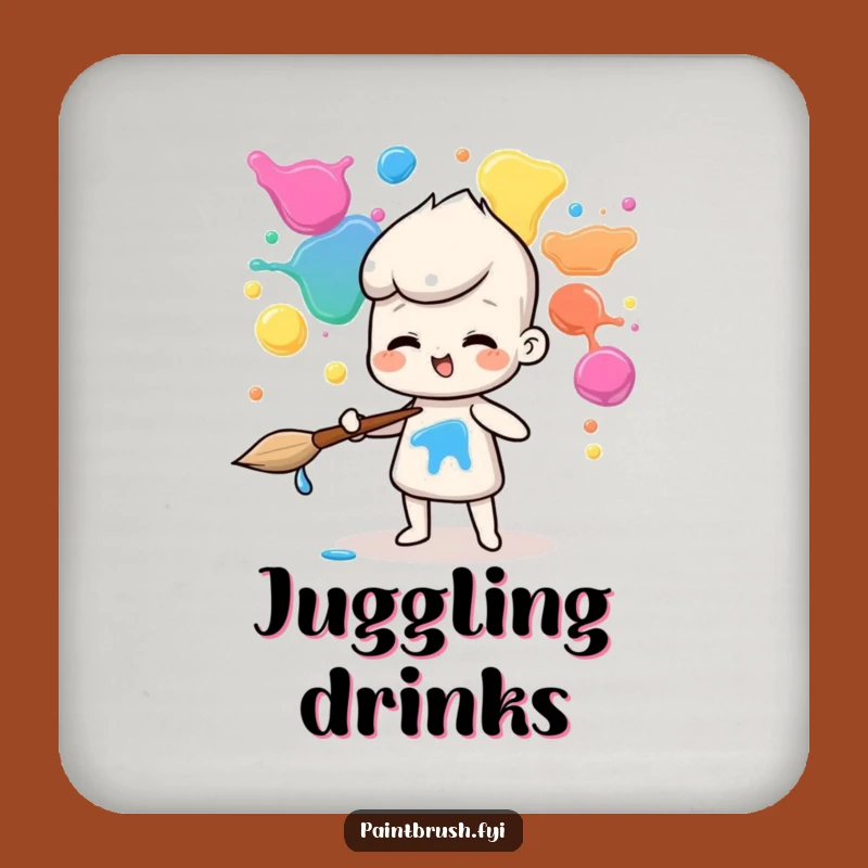 Funny Juggling Paintbrush Coasters: Protect Surfaces with Artistic Playfulness