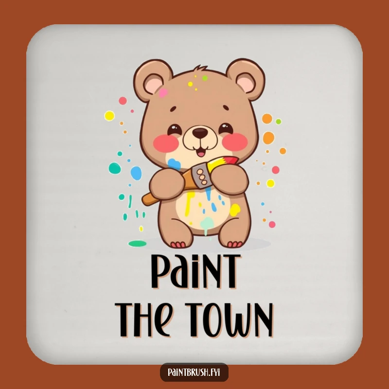 Funny Bear Art Mess Coaster: Protect Surfaces with Creative Humor