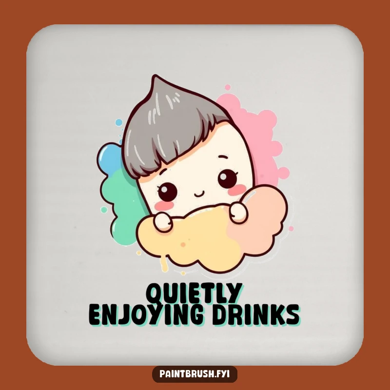 Funny Shy Paintbrush Coaster: Protect Surfaces With Introverted Charm
