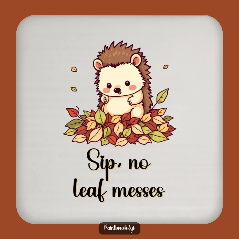Funny Hedgehog Leaf Tidier Drink Coaster: Neat Decor, Hilarious Table Protection