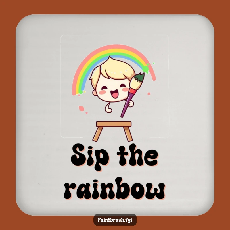 Funny Coasters: Set of Rainbow Painting Art - Unique Funny Gift