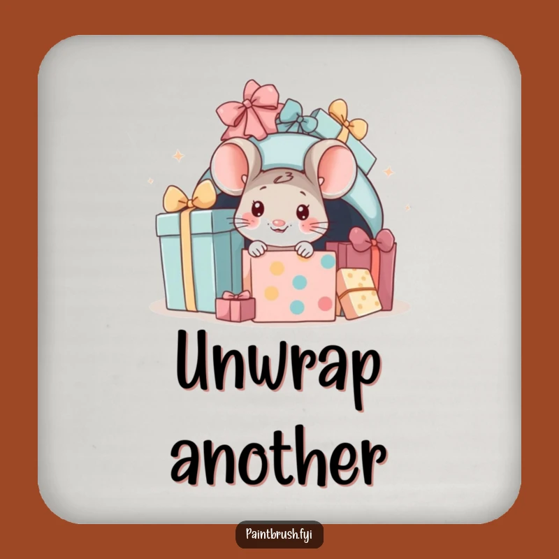 Funny Mouse Present Coaster: Peeking Character Protection for Tables