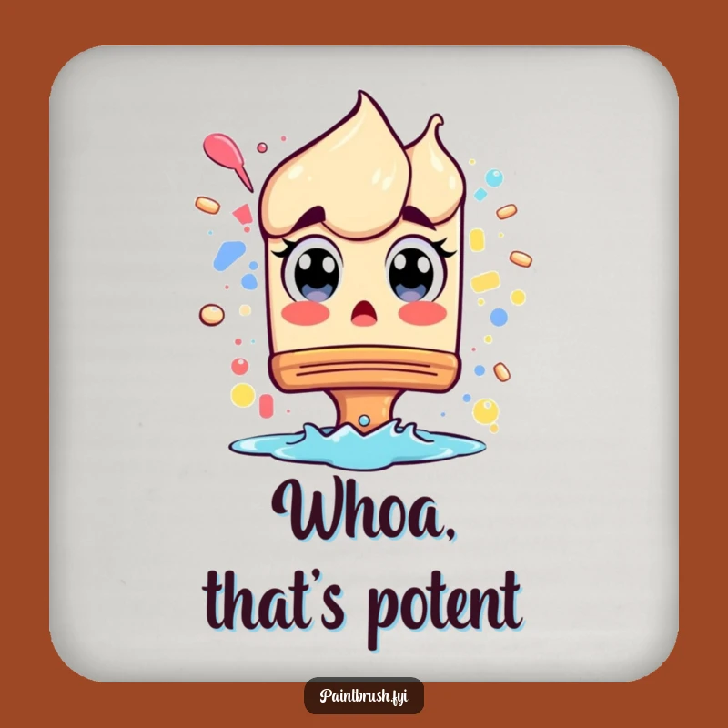 Funny Surprised Paintbrush Coaster: Protect Surfaces With Artistic Shock
