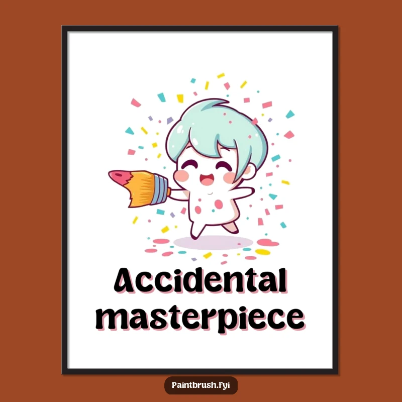 Funny Tripping Paintbrush Poster - Vibrant Confetti Art Decor