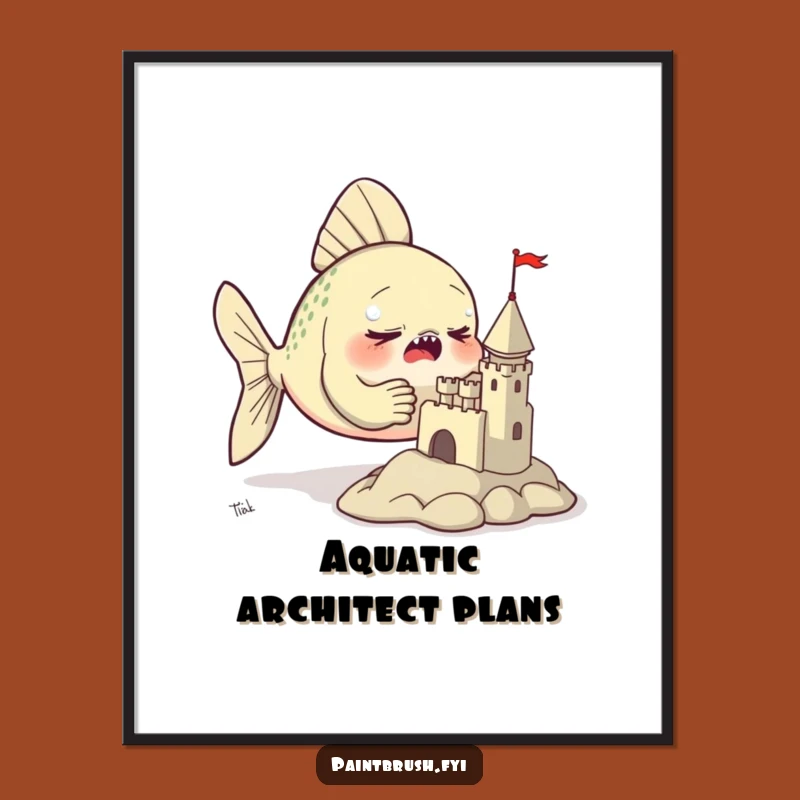 Funny Fish Sculptor Poster: Artistic Determination Captured for Your Wall