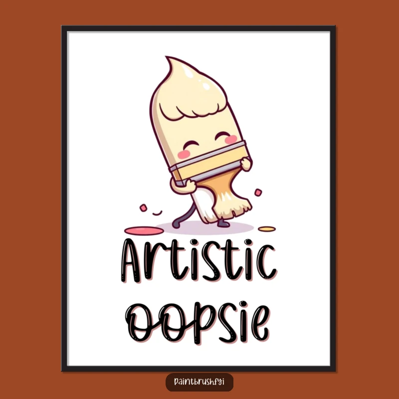 Funny Tripping Paintbrush Poster: Hilarious Art Decor for Clumsy Creators