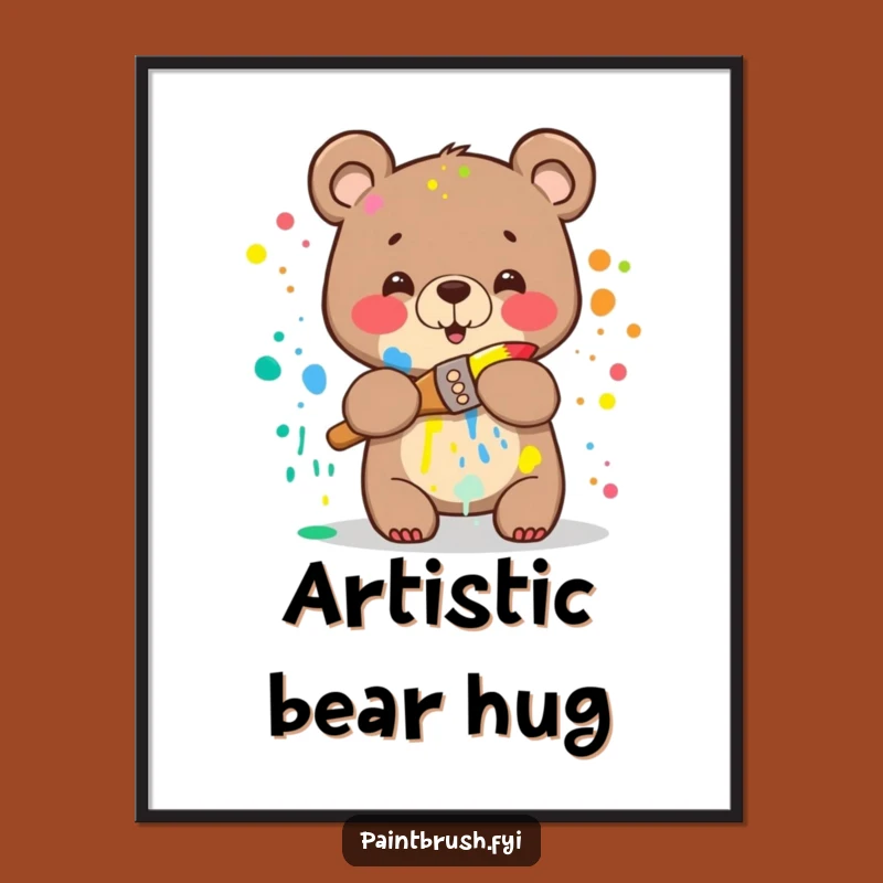 Funny Bear Art Splash Poster: Vibrant Art & Hilarious Gift