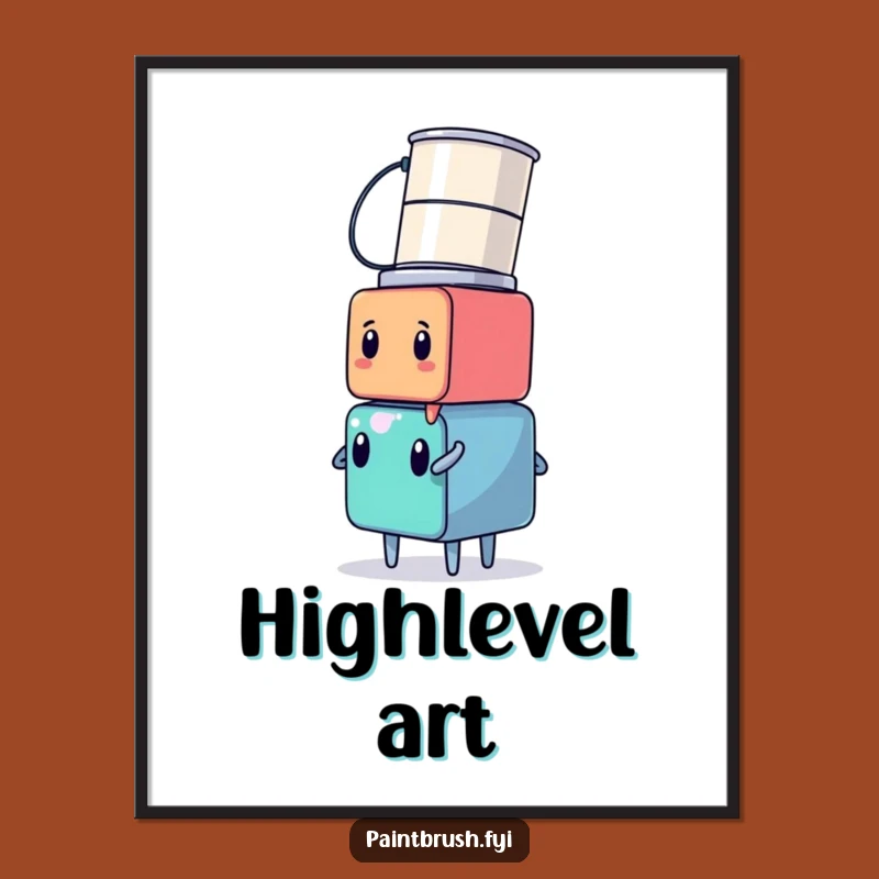Funny Cube Art Poster: Hilarious Paint Can Head Balance Wall Decor, Unique Funny Gift