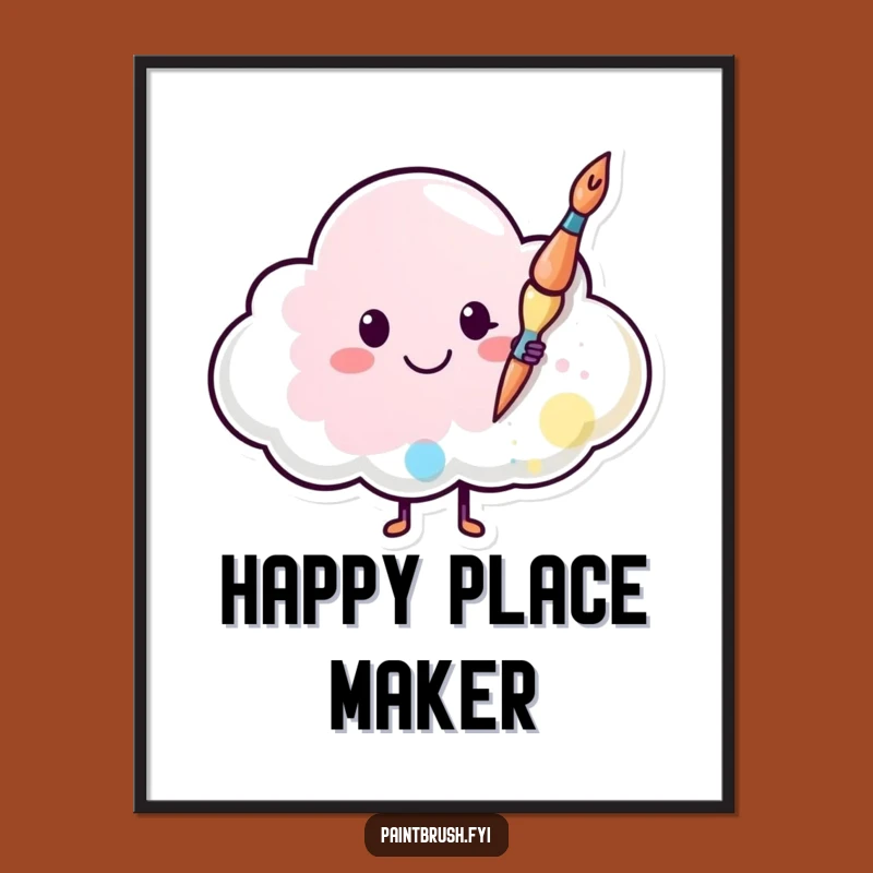 Funny Paintbrush Cloud Poster: Cheerful Sky Art Decor, Ideal Funny Gift for Happy Homes