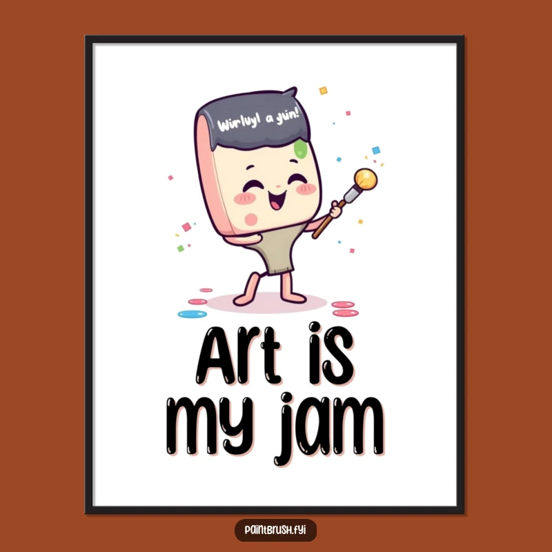Funny Paintbrush Confetti Poster: Vibrant Art Celebration Decor, Ideal Funny Gift for Studios