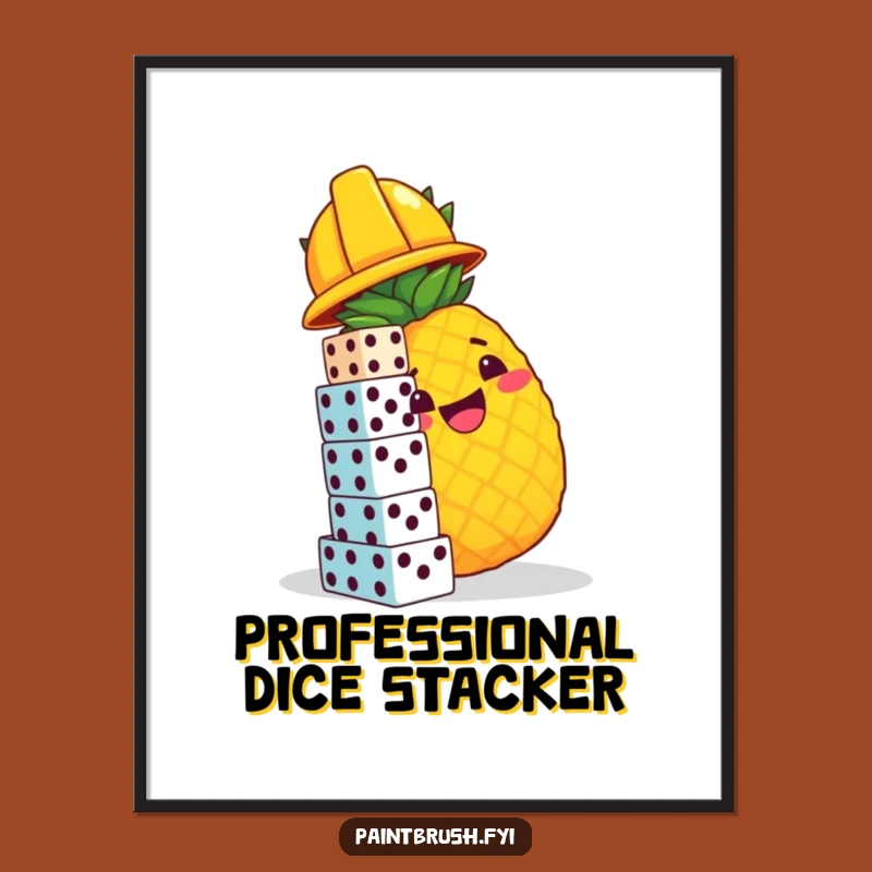 Funny Pineapple Construction Poster - Hilarious Wall Art for a Cheerful Room Gift