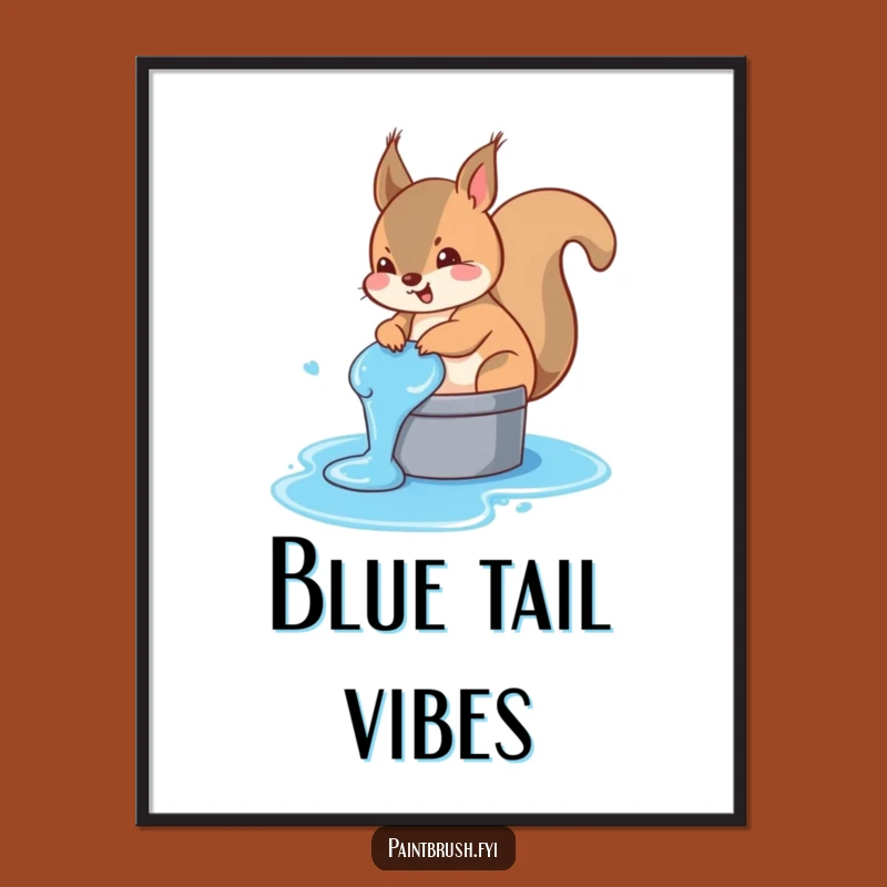 Funny Squirrel Paint Tail Poster - Hilarious Wall Art for Playful Spaces