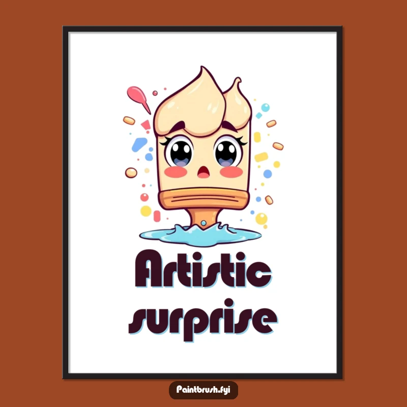 Funny Surprised Paintbrush Poster: Hilarious Art Decor for Unexpected Moments