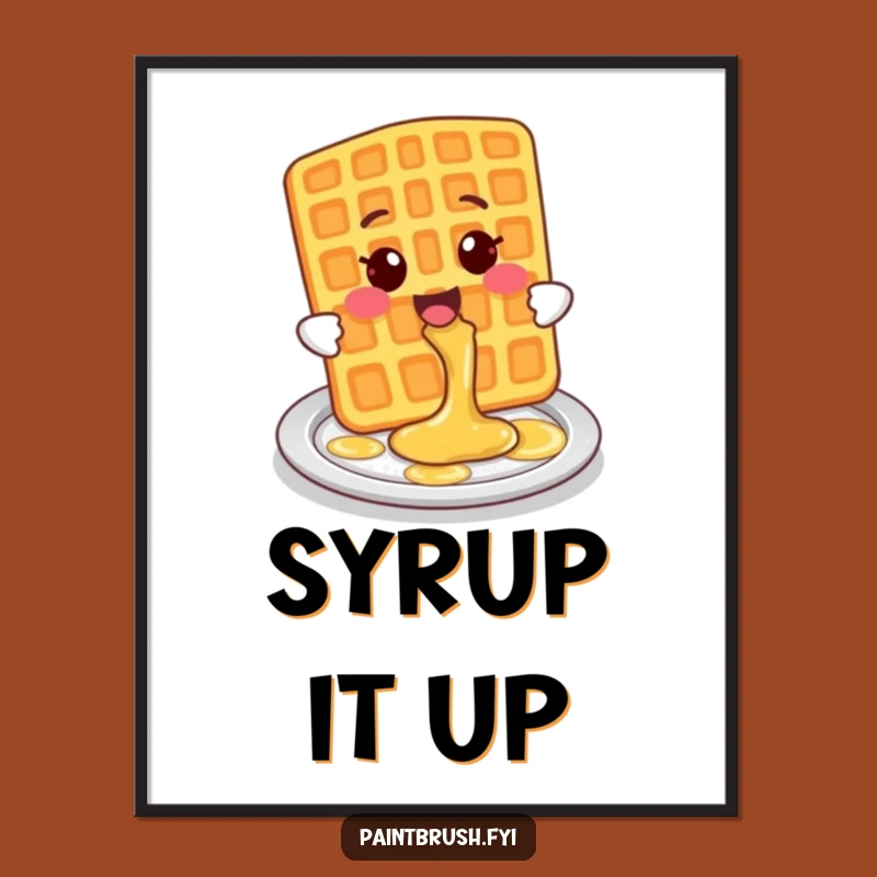 Funny Waffle Poster: Syrup Splash Art, Breakfast Joy, Delicious Funny Gift