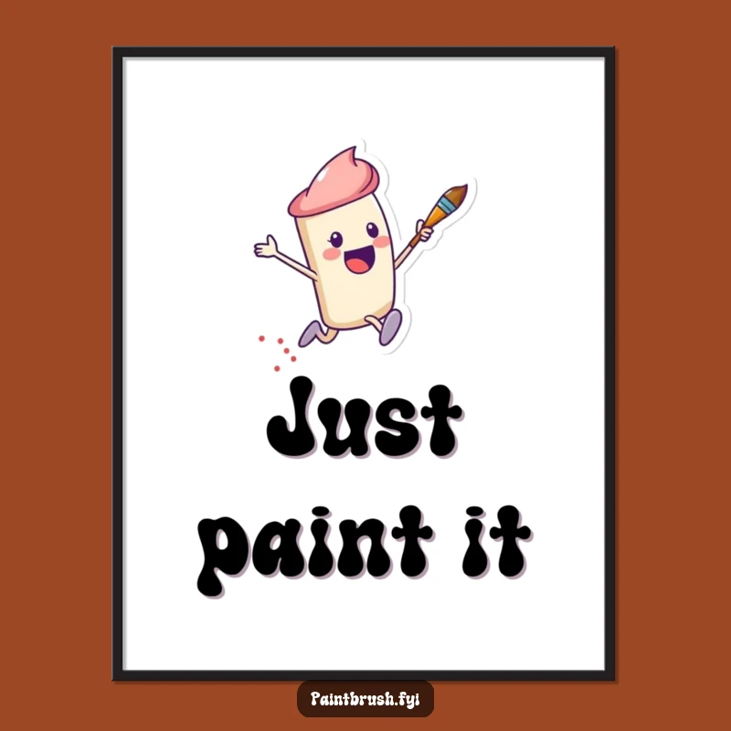 Funny Paintbrush Art Print - Vibrant Leaping Dots Poster, Unique Funny Gift Decor
