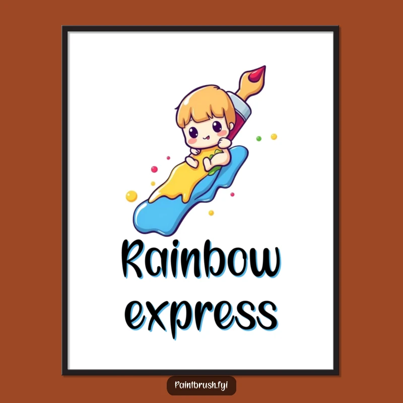 Funny Paintbrush Poster: Ride the Rainbow of Artistic Fun