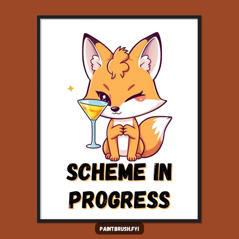 Funny Fox Cocktail Poster: Add Flair, Elegant Funny Gift for Any Room!