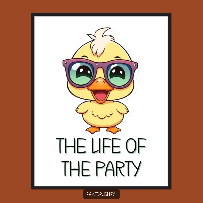 Funny Duckling Party Poster: Joyous Character Art for Cheerful Decor
