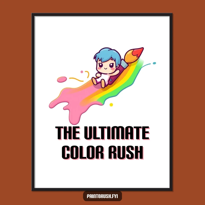 Funny Paintbrush Rainbow Poster: Joyful Art Print for Happy Spaces