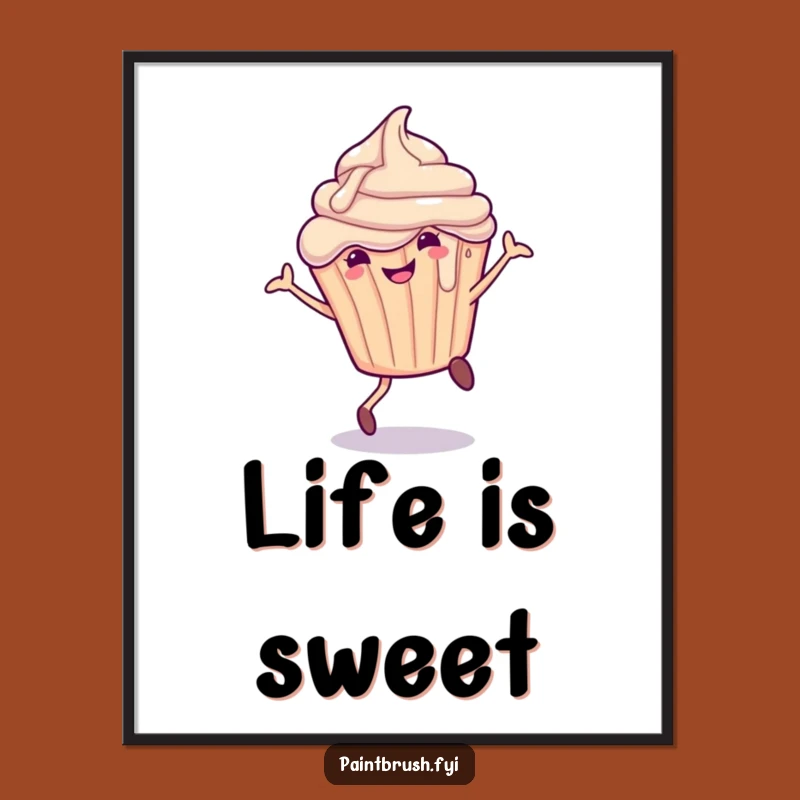 Whimsical Cupcake Cartwheel Poster - Funny Frosting Art for Sweet Decor