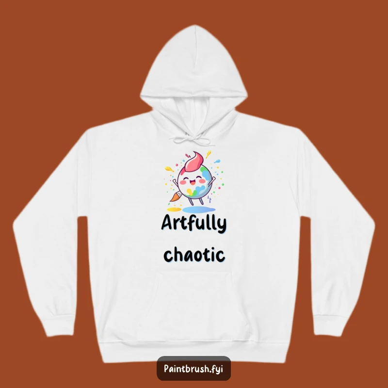 Funny Paintbrush Hoodie: Cozy Creativity with Rainbow Splatters