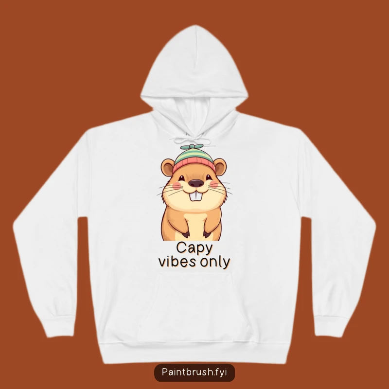 Cozy Funny Capybara Beanie Hoodie: Grinning Character Comfort and Fun