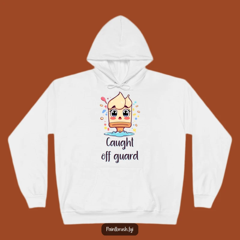 Funny Surprised Paintbrush Hoodie: Cozy Comfort for Startled Creators