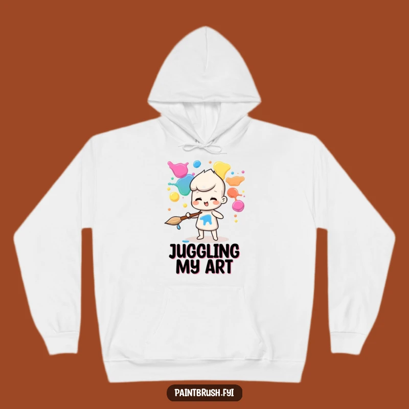 Cozy Funny Juggling Paintbrush Hoodie: Warmth for Your Artistic Soul