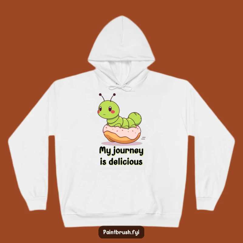 Funny Caterpillar Donut Adventure Hoodie - Cozy and Hilarious Ride Through Breakfast Gift