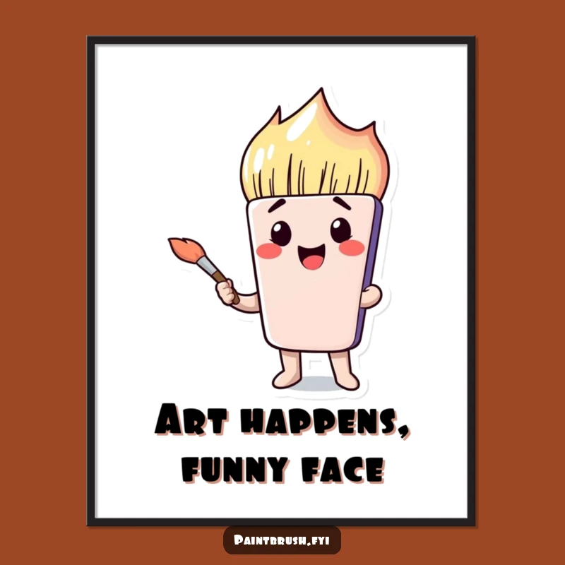 Free Printable Wall Art: Goofy Paintbrush Character Cheeky Decor