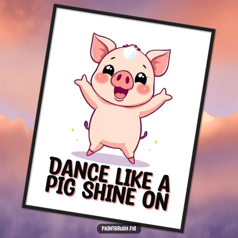 Funny Free Printable Wall Art captures a cheerful pig dancing energetically amidst dazzling disco ball reflections.