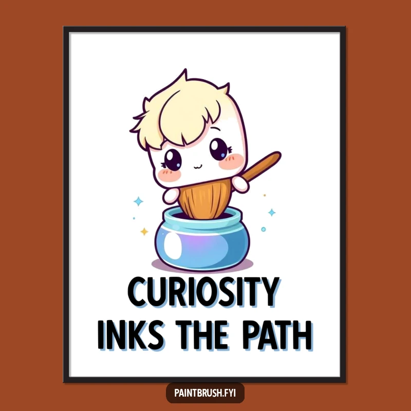 Free Printable Curious Paintbrush Wall Art - Funny Downloadable Decor for Thinkers