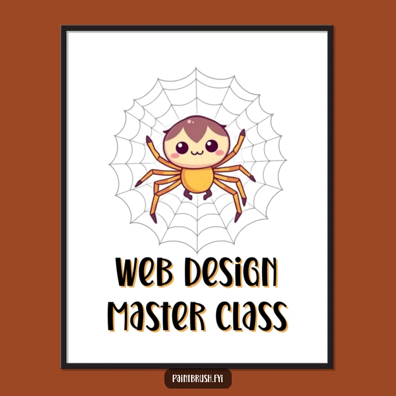 Free Printable Wall Art: Focused Spider Web Art Funny Downloadable