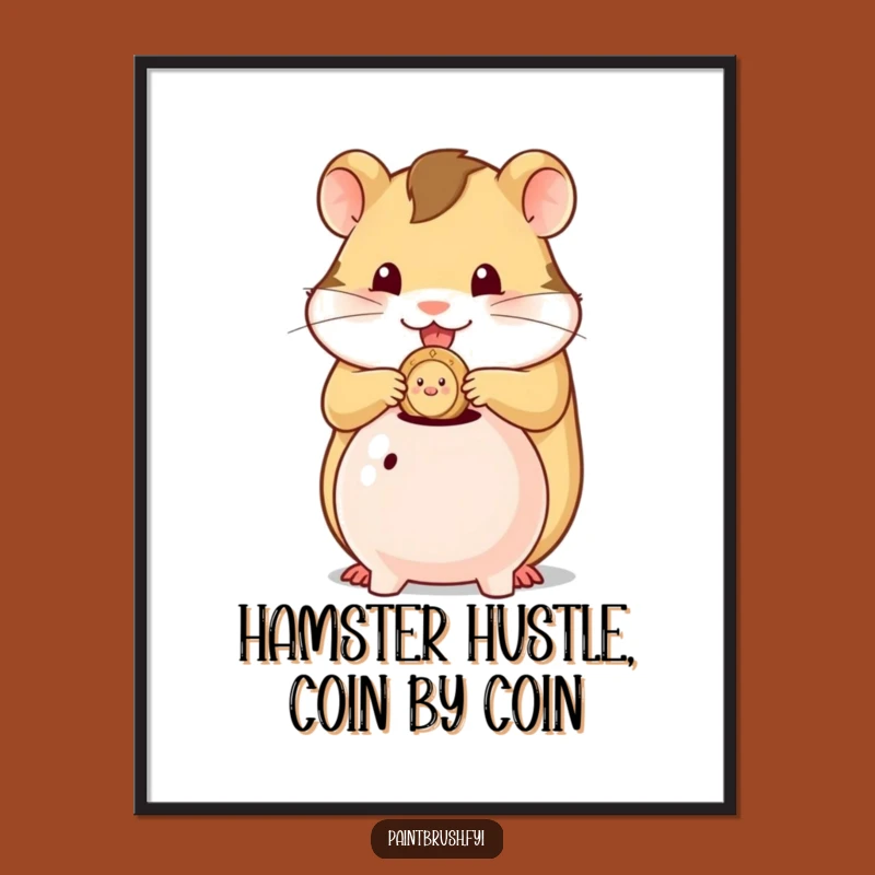 Free Printable Wall Art: Hamster Saving Coin, Funny Downloadable Poster