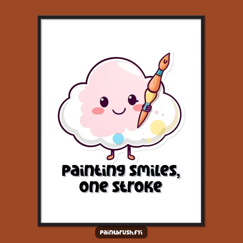Free Printable Wall Art: Happy Paintbrush Cloud Smile - Cheerful Downloadable Decor