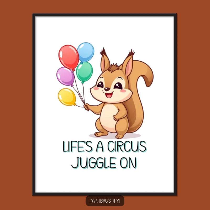 Free Printable Wall Art: Juggling Squirrel Fun for Whimsical Downloadable Decor