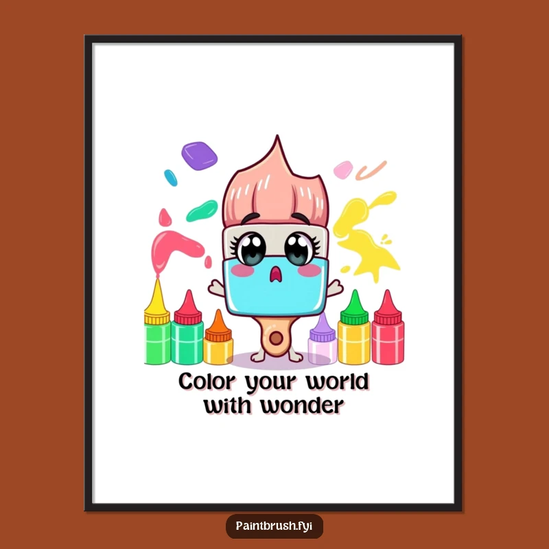 Free Printable Wall Art: Surprised Paintbrush Rainbow - Whimsical Downloadable Decor