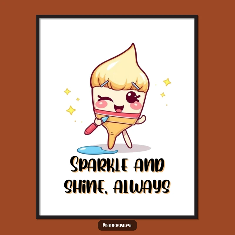Free Printable Wall Art: Winking Paintbrush Sparkle - Stylish Downloadable Decor