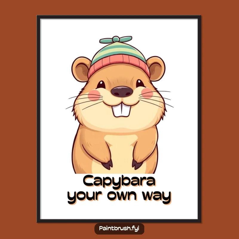 Funny Free Printable Wall Art: Capybara Propeller Hat Downloadable Decor