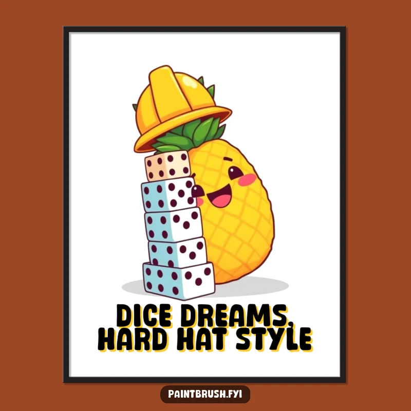 Funny Free Printable Wall Art: Cheeky Pineapple Dice Tower Builder, Quirky Downloadable Decor
