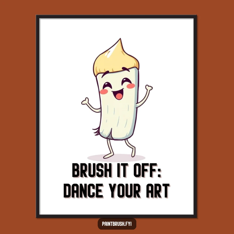 Funny Free Printable Wall Art: Paintbrush's Energetic Dance - Downloadable Decor