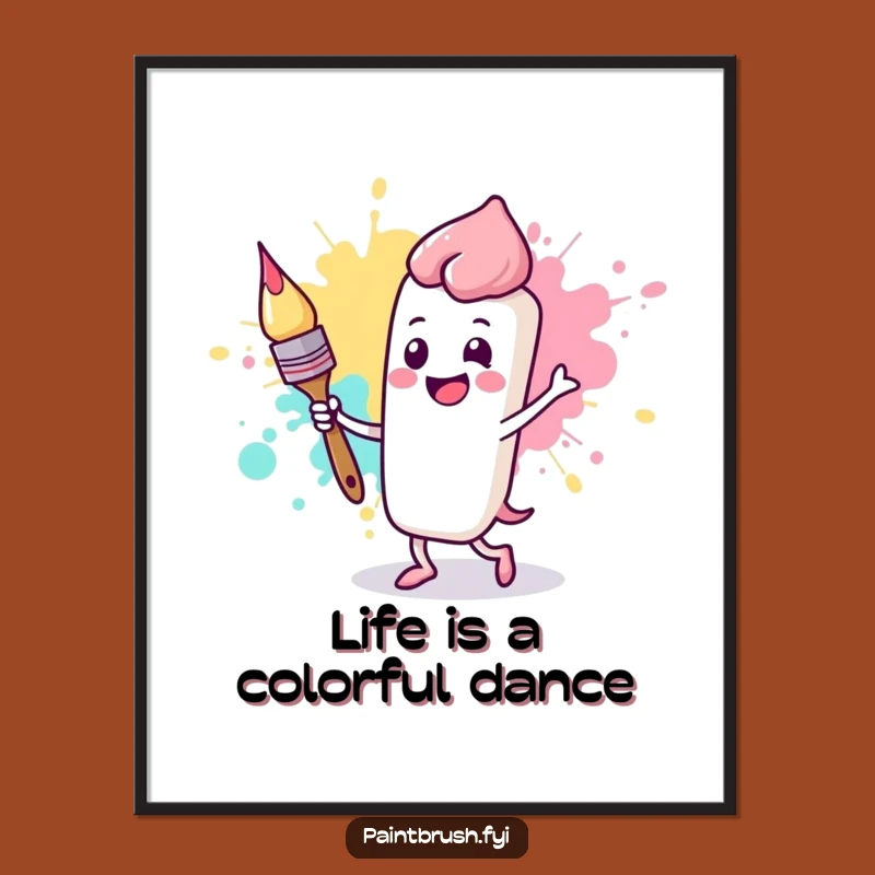 Free Printable Happy Paintbrush Wall Art - Funny Downloadable Decor for Lively Spaces