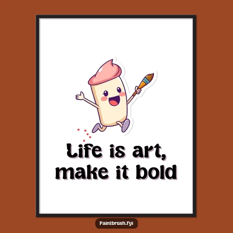 Funny Free Printable Wall Art: Leaping Paintbrush, Dots Trail - Downloadable Art Decor