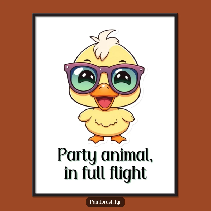 Funny Free Printable Wall Art: Joyous Duckling Party Glasses Downloadable Decor